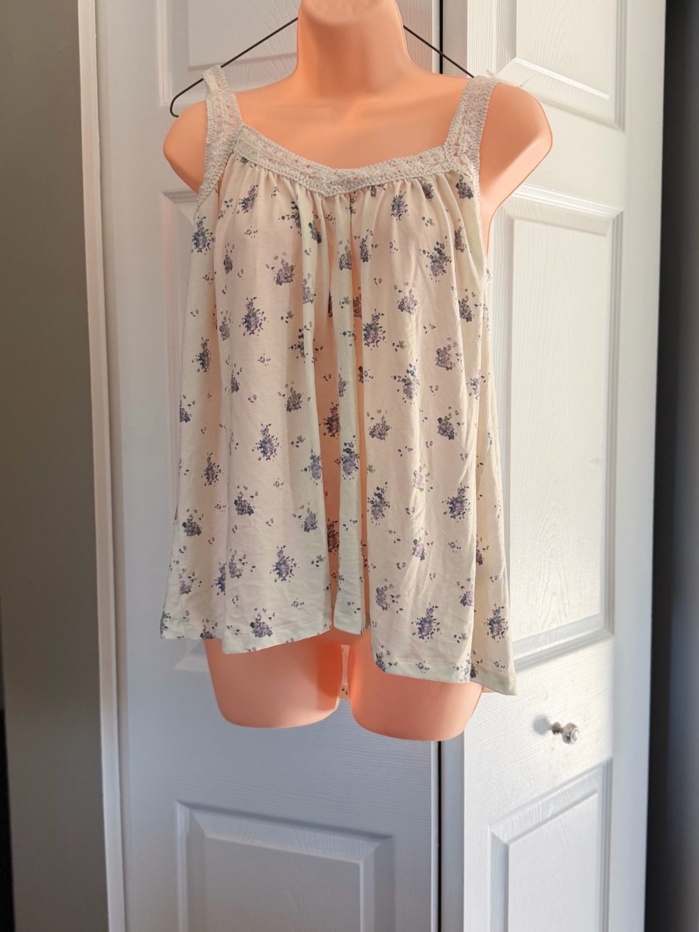 Kismet Cream Floral Tank Top with Lavender Print